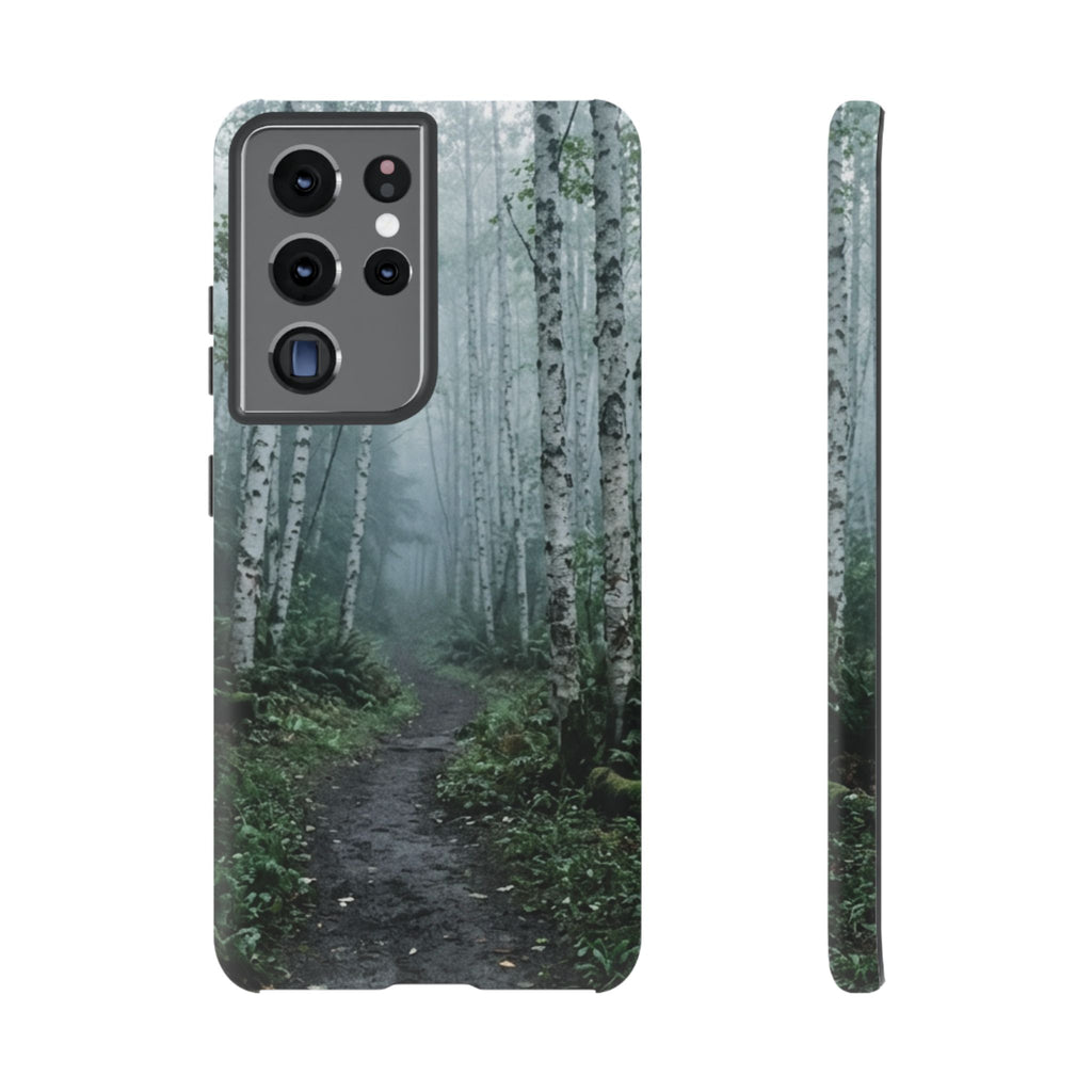 Twilight Birch Tree Path Phone Case