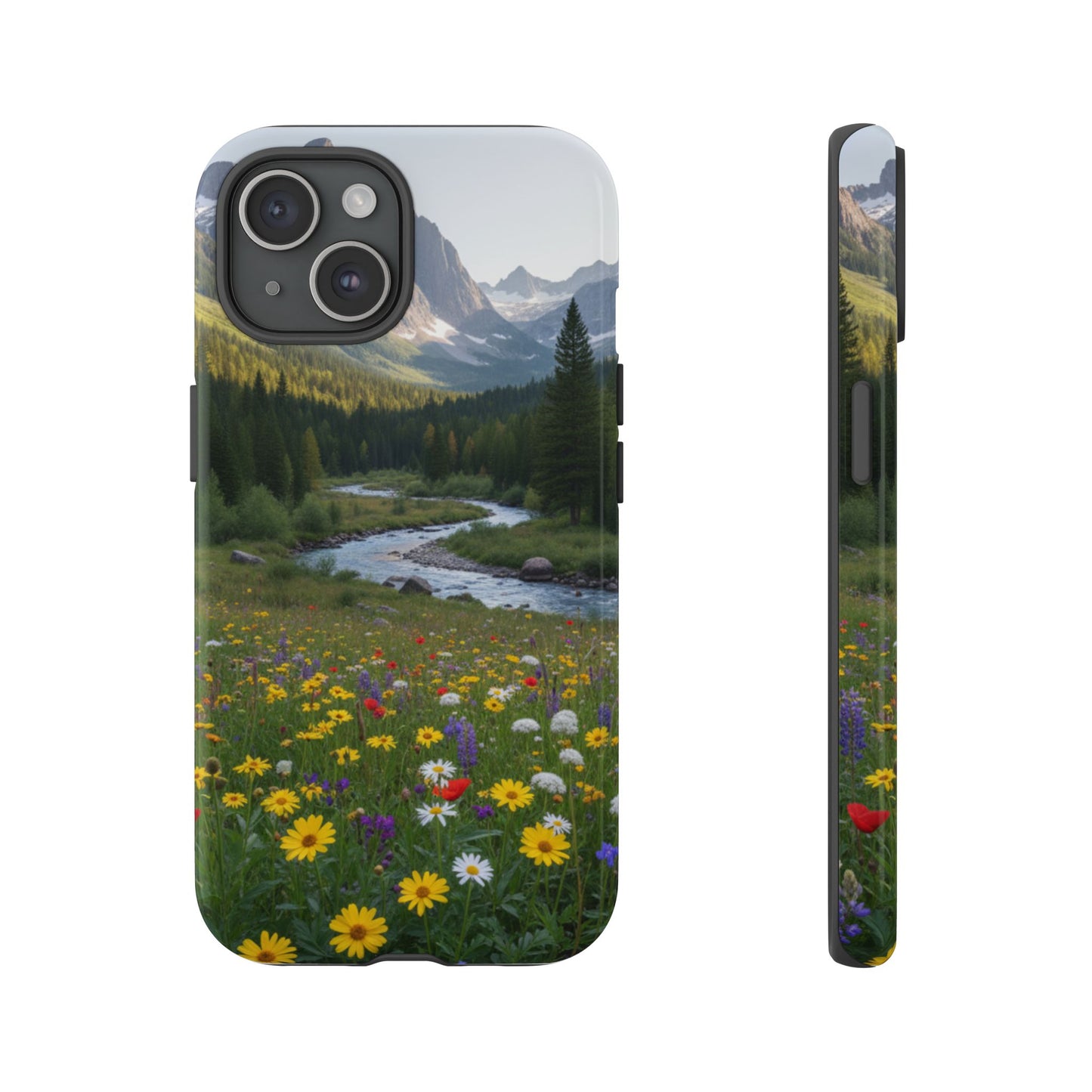 Mountain Meadow Serenity Phone Case - Tough Case with Nature Scenic Design