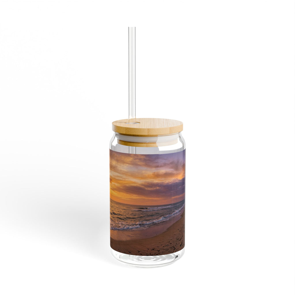 Sunset Beach Scene Sipper Glass - 16oz