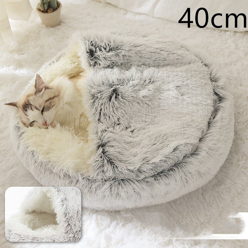 2 in 1 Dog and Cat Bed Pet Winter Bed Round Plush Warm Bed House Soft uncategorized / needs cleanup with nature-inspired artwork - product view 79