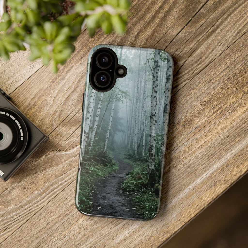 Twilight Birch Tree Path Phone Case
