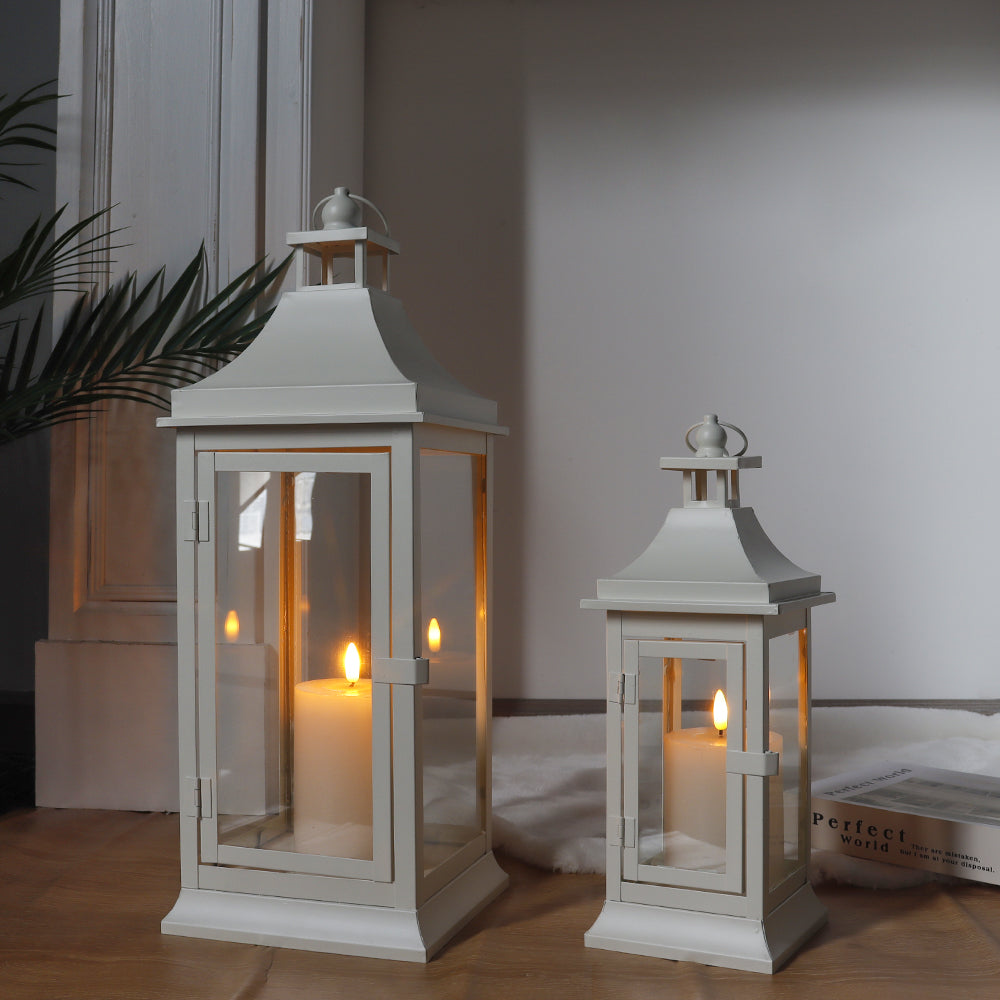 19.5''&13''tall Set of 2 Outdoor Candle Lanterns decorative candle lanterns with nature-inspired artwork - product view 5