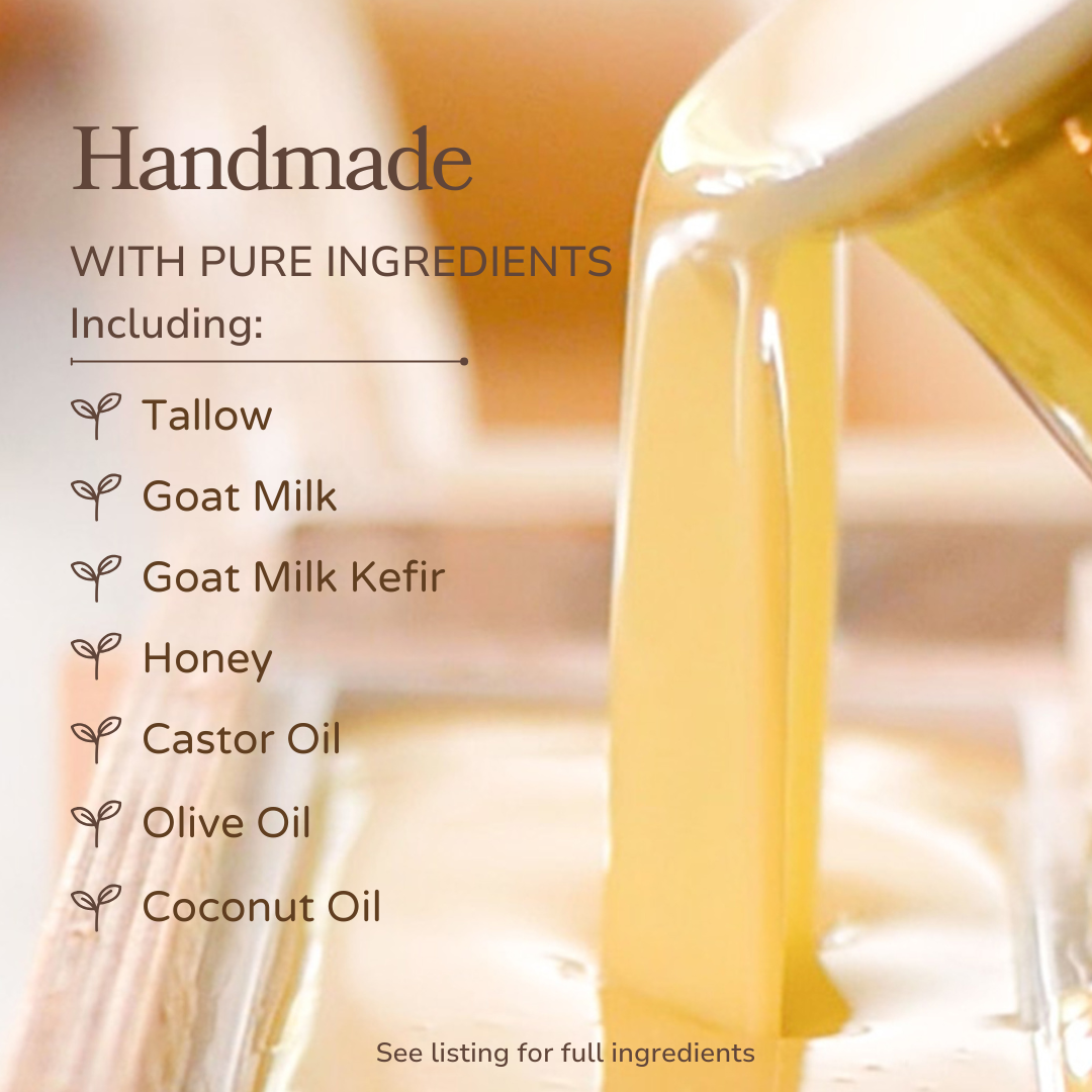 Milk + Honey Fragrance Free Handmade Tallow and Goat Milk Soap Bar bar soap with nature-inspired artwork - product view 4