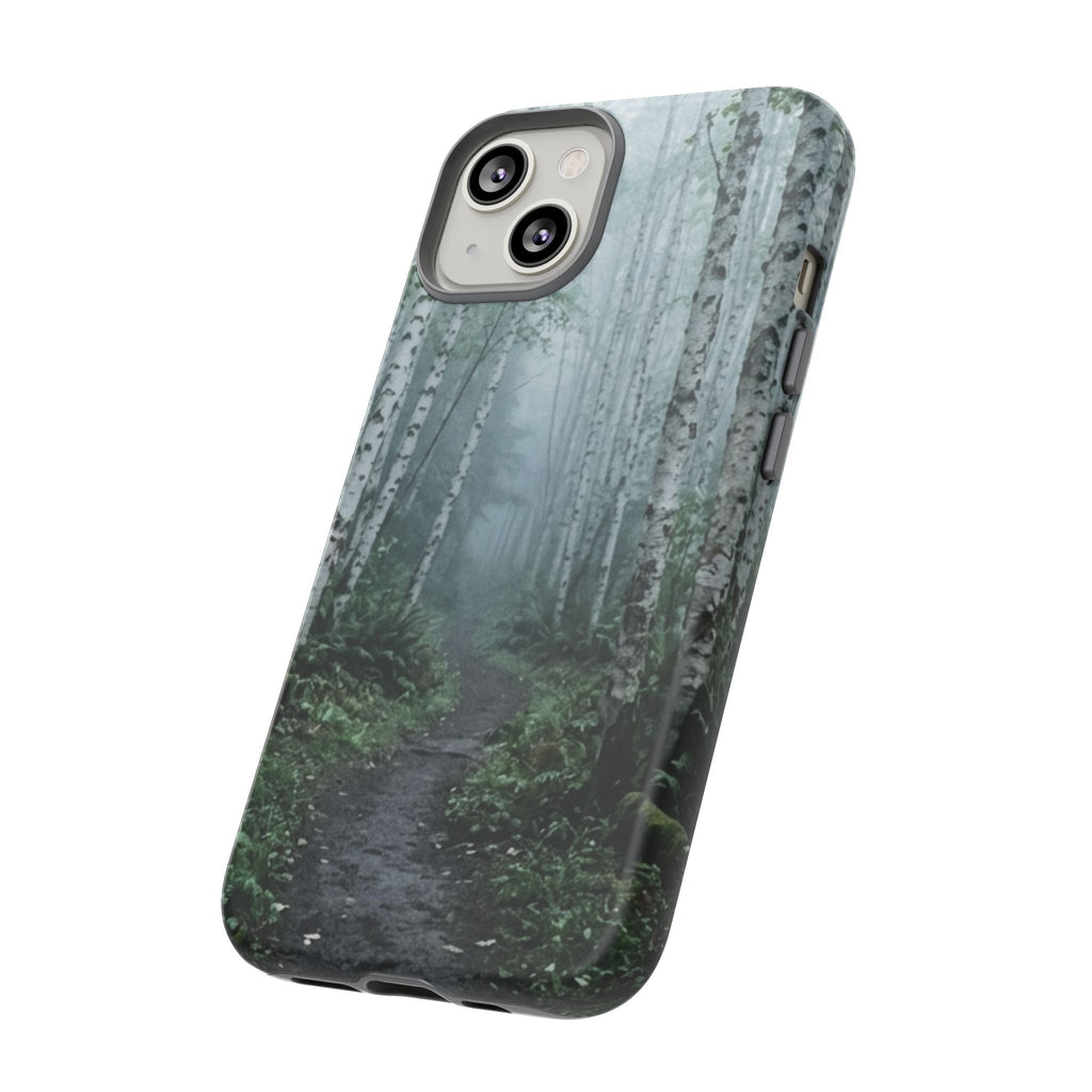Twilight Birch Tree Path Phone Case