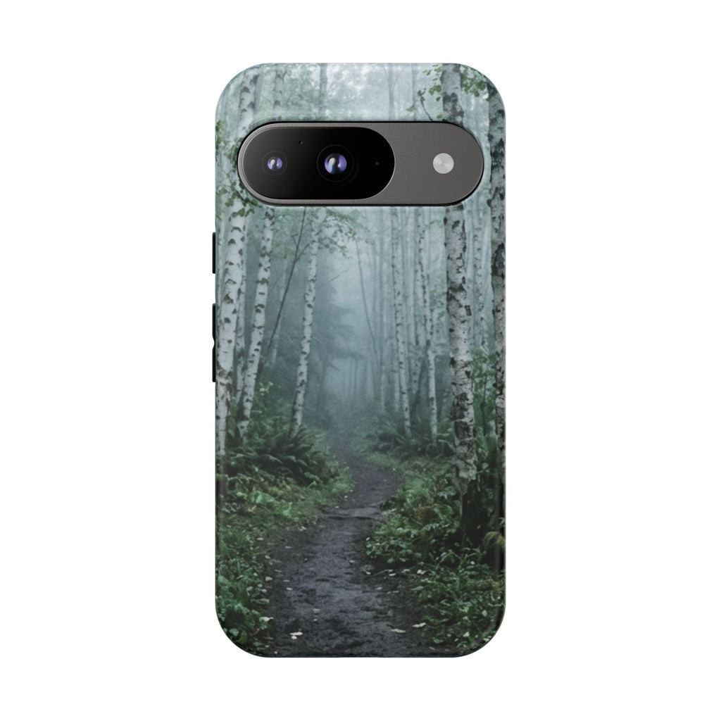Twilight Birch Tree Path Phone Case