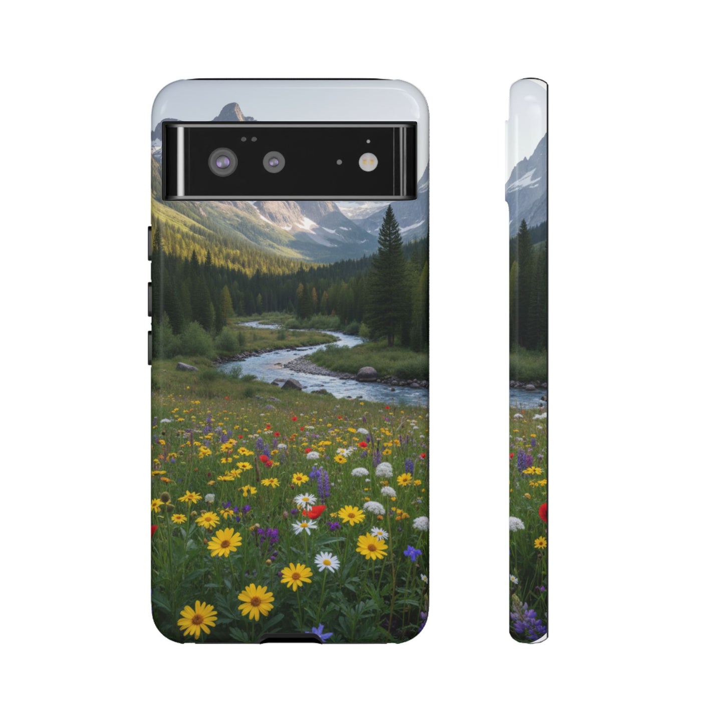 Mountain Meadow Serenity Phone Case - Tough Case with Nature Scenic Design