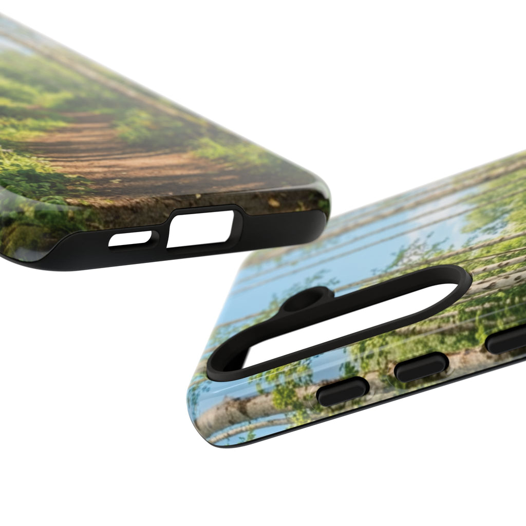 Sunlit Birch Tree Path Phone Case