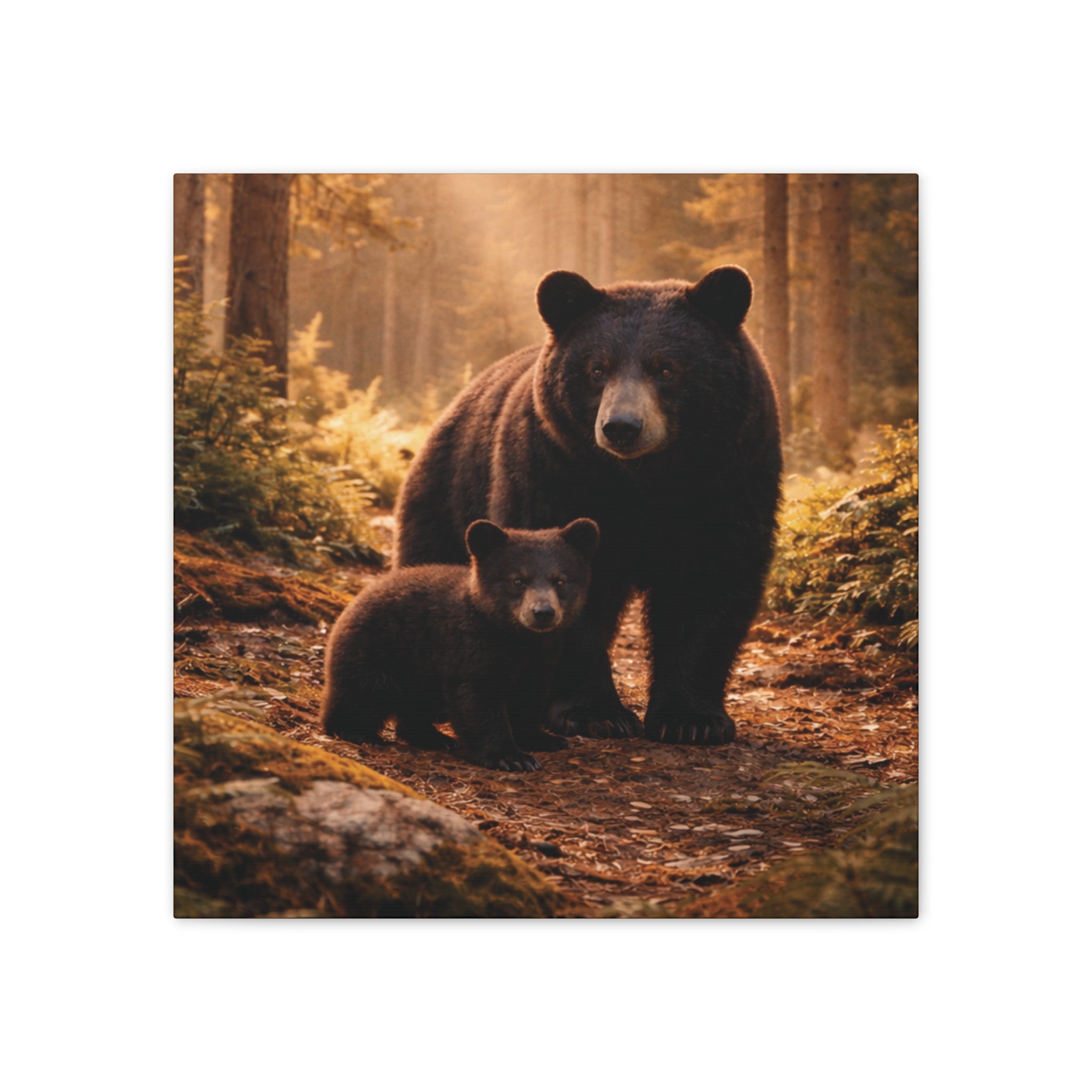 Momma Bear and Cub Wilderness Stretched Canvas