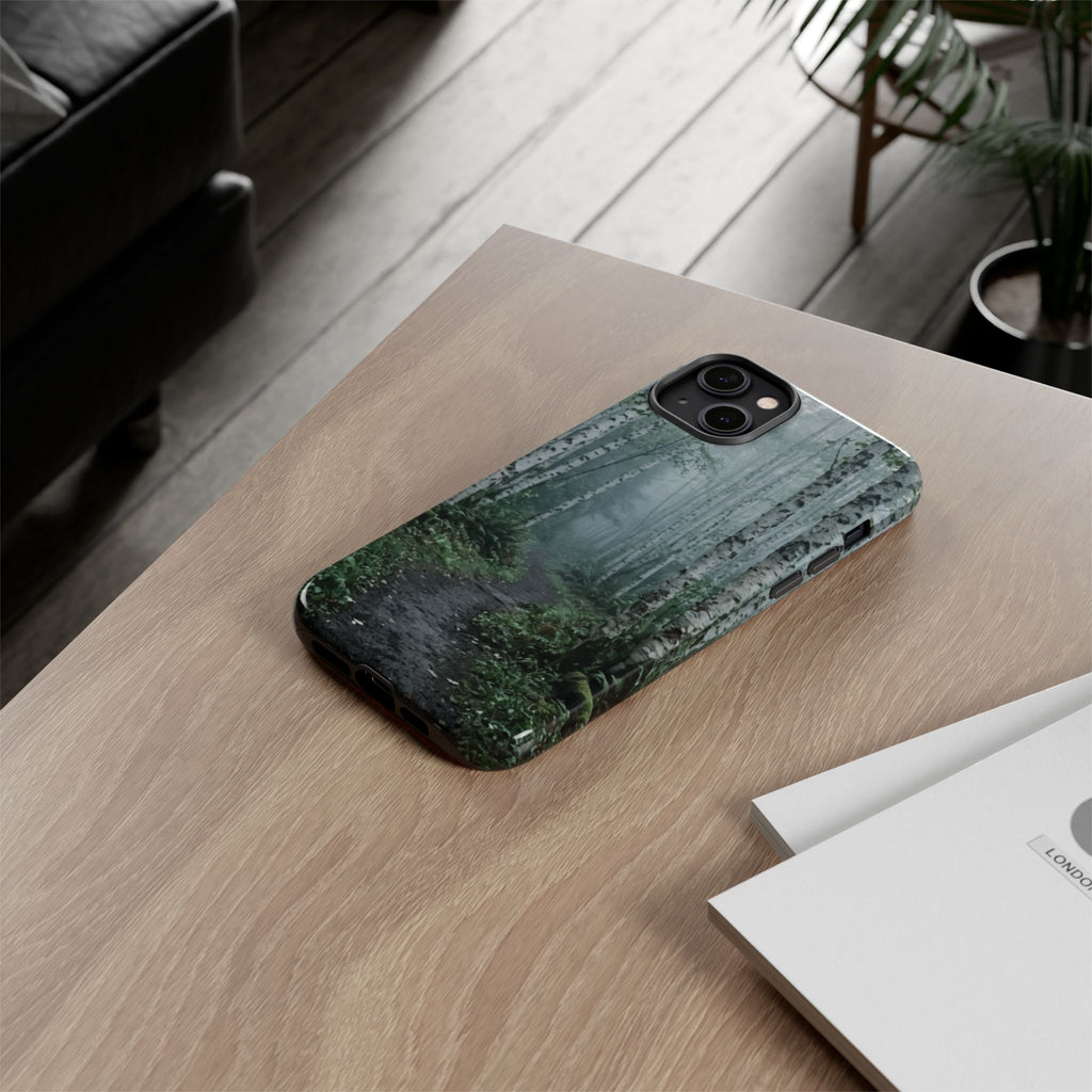 Twilight Birch Tree Path Phone Case