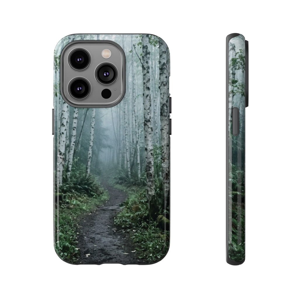 Twilight Birch Tree Path Phone Case