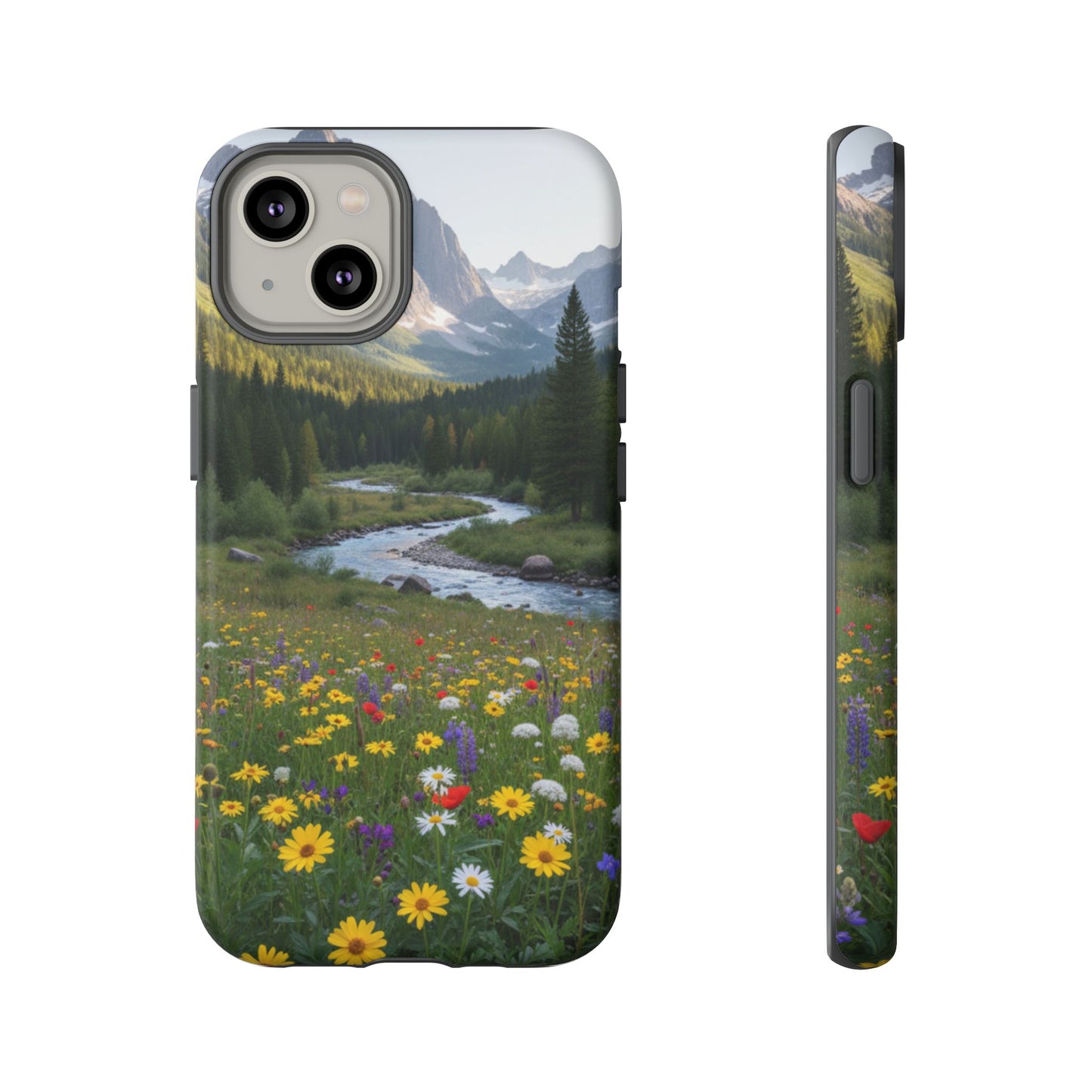 Mountain Meadow Serenity Phone Case - Tough Case with Nature Scenic Design
