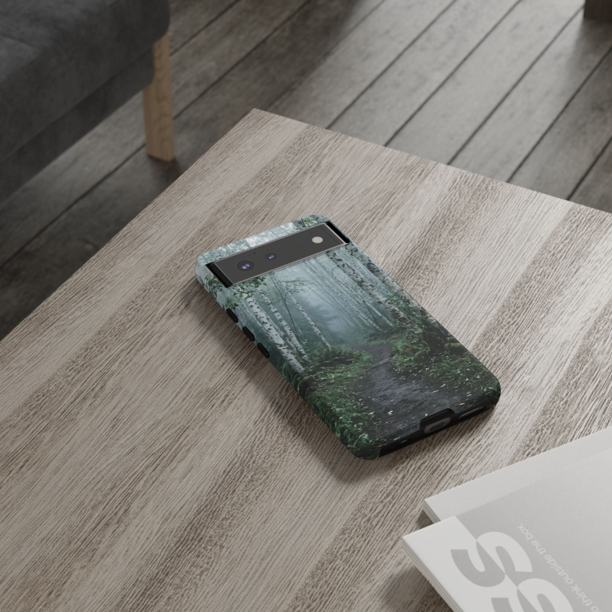 Twilight Birch Tree Path Phone Case