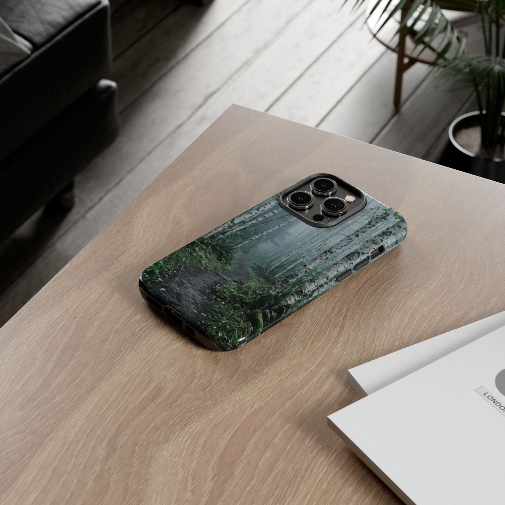 Twilight Birch Tree Path Phone Case