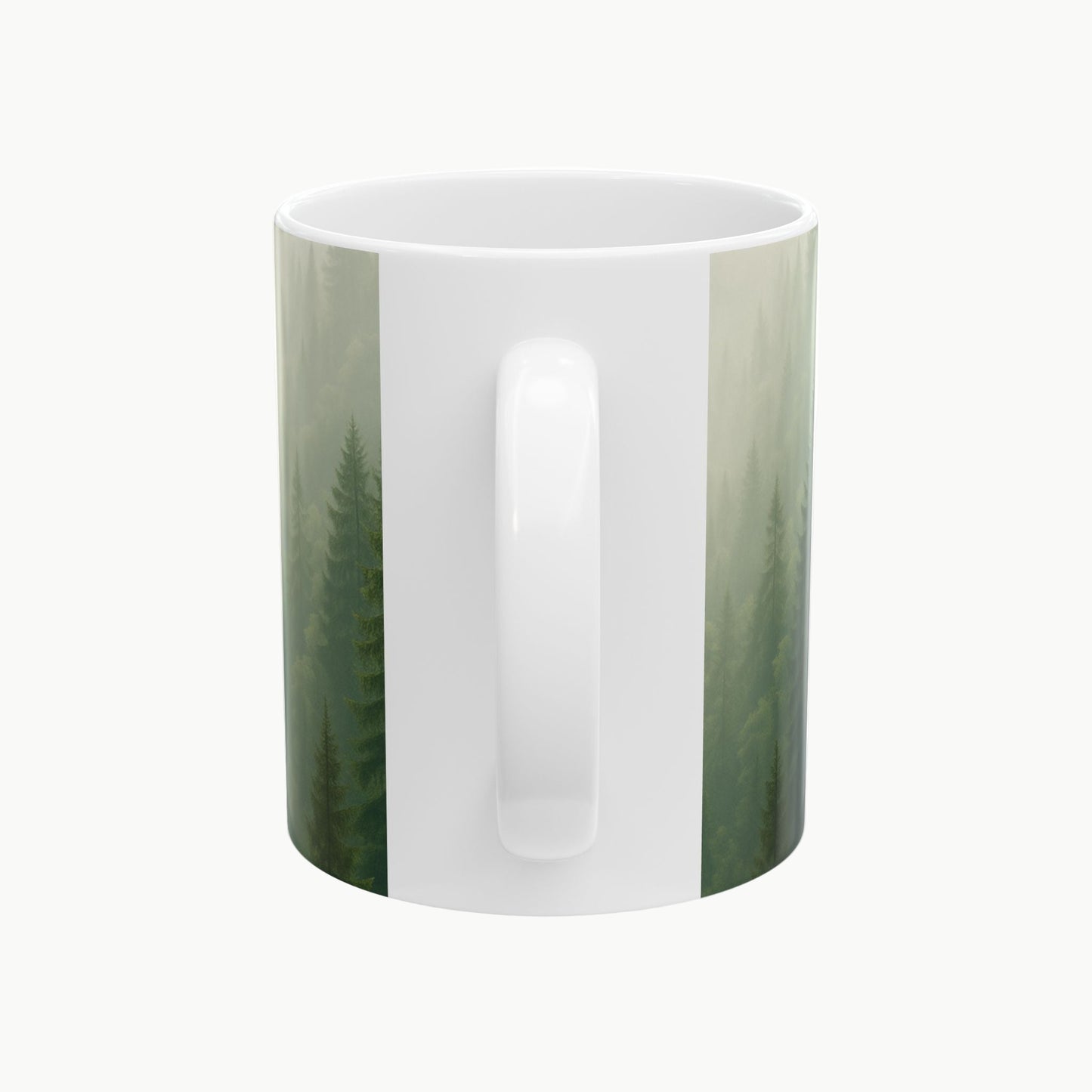 White mug with green gradient on a white background