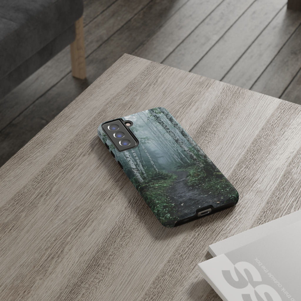 Twilight Birch Tree Path Phone Case