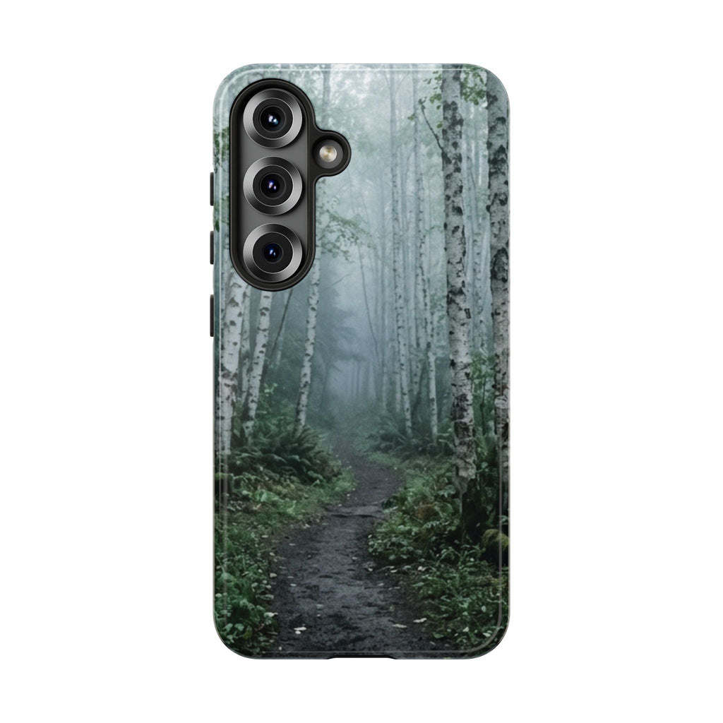 Twilight Birch Tree Path Phone Case