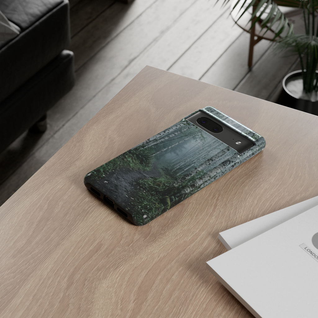 Twilight Birch Tree Path Phone Case