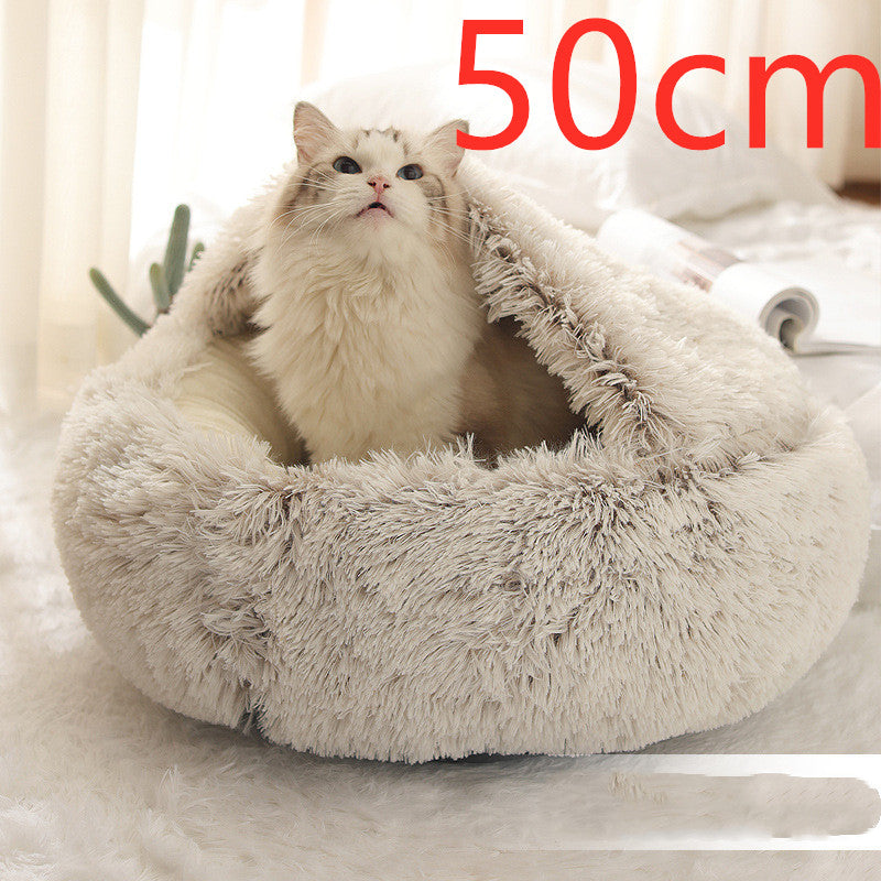 2 in 1 Dog and Cat Bed Pet Winter Bed Round Plush Warm Bed House Soft uncategorized / needs cleanup with nature-inspired artwork - product view 80