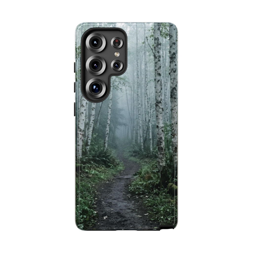 Twilight Birch Tree Path Phone Case