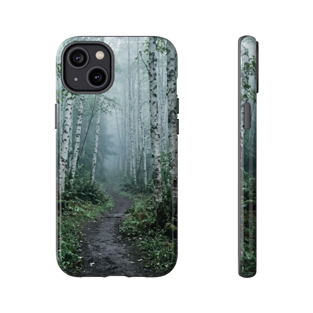 Twilight Birch Tree Path Phone Case