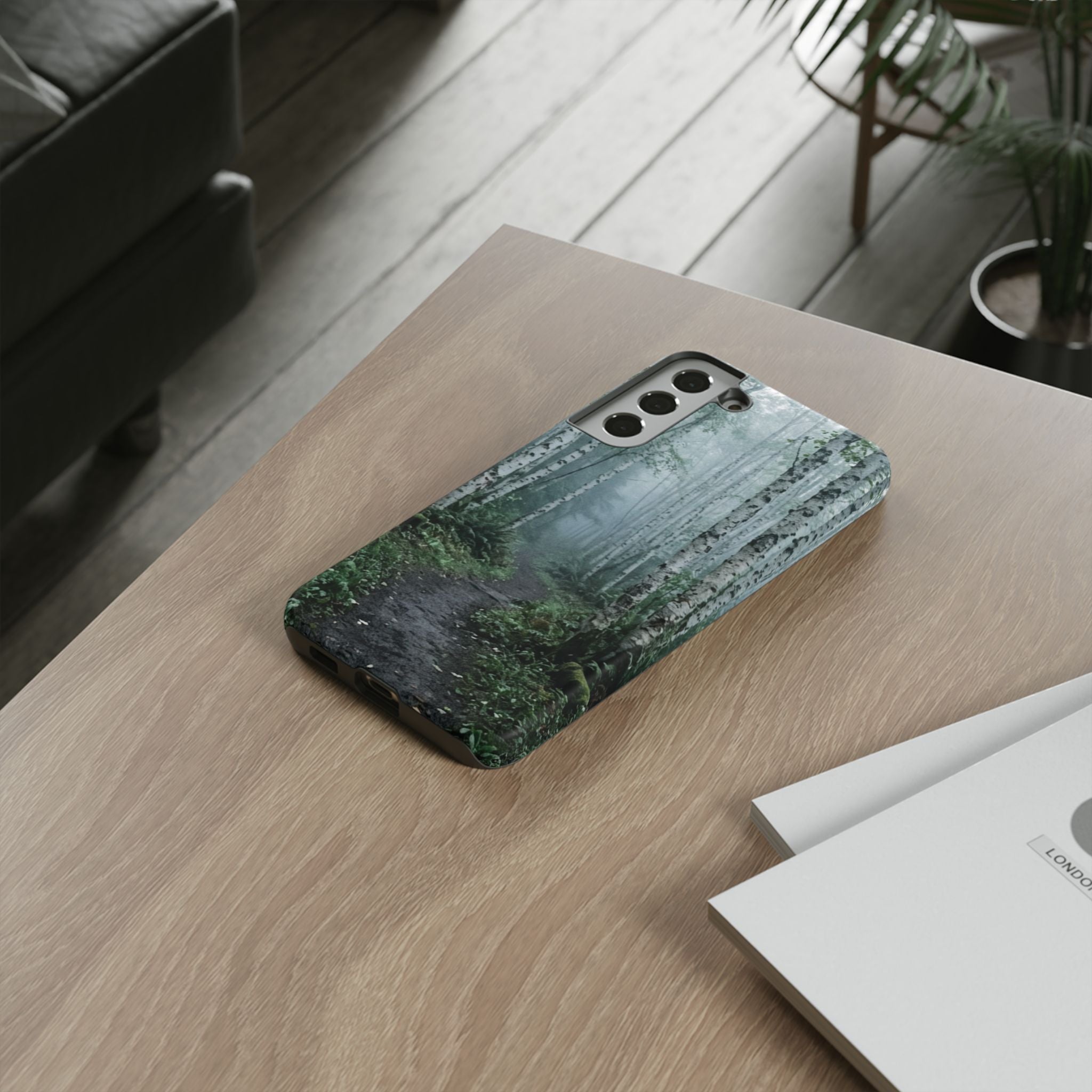 Twilight Birch Tree Path Phone Case