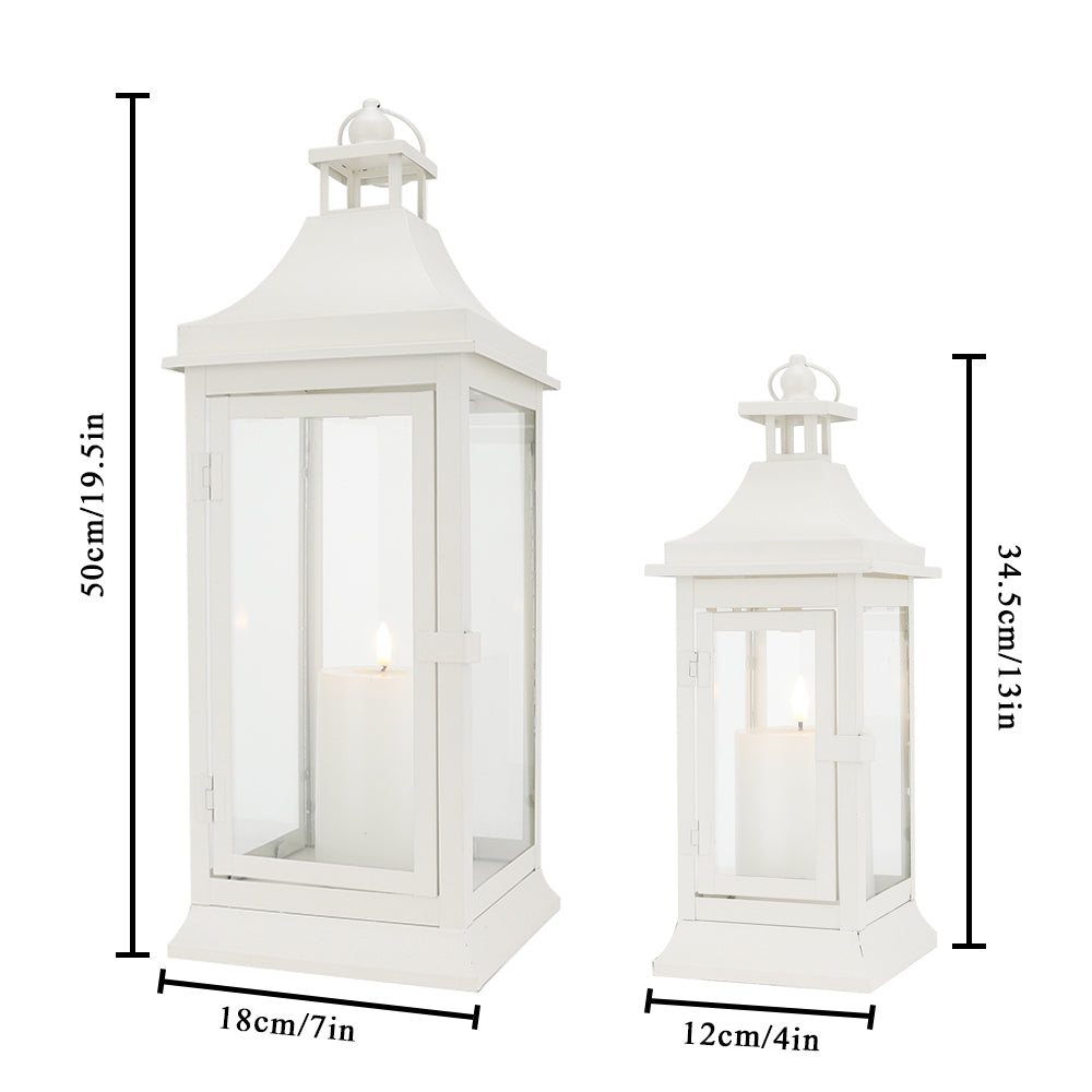 19.5''&13''tall Set of 2 Outdoor Candle Lanterns decorative candle lanterns with nature-inspired artwork - product view 4