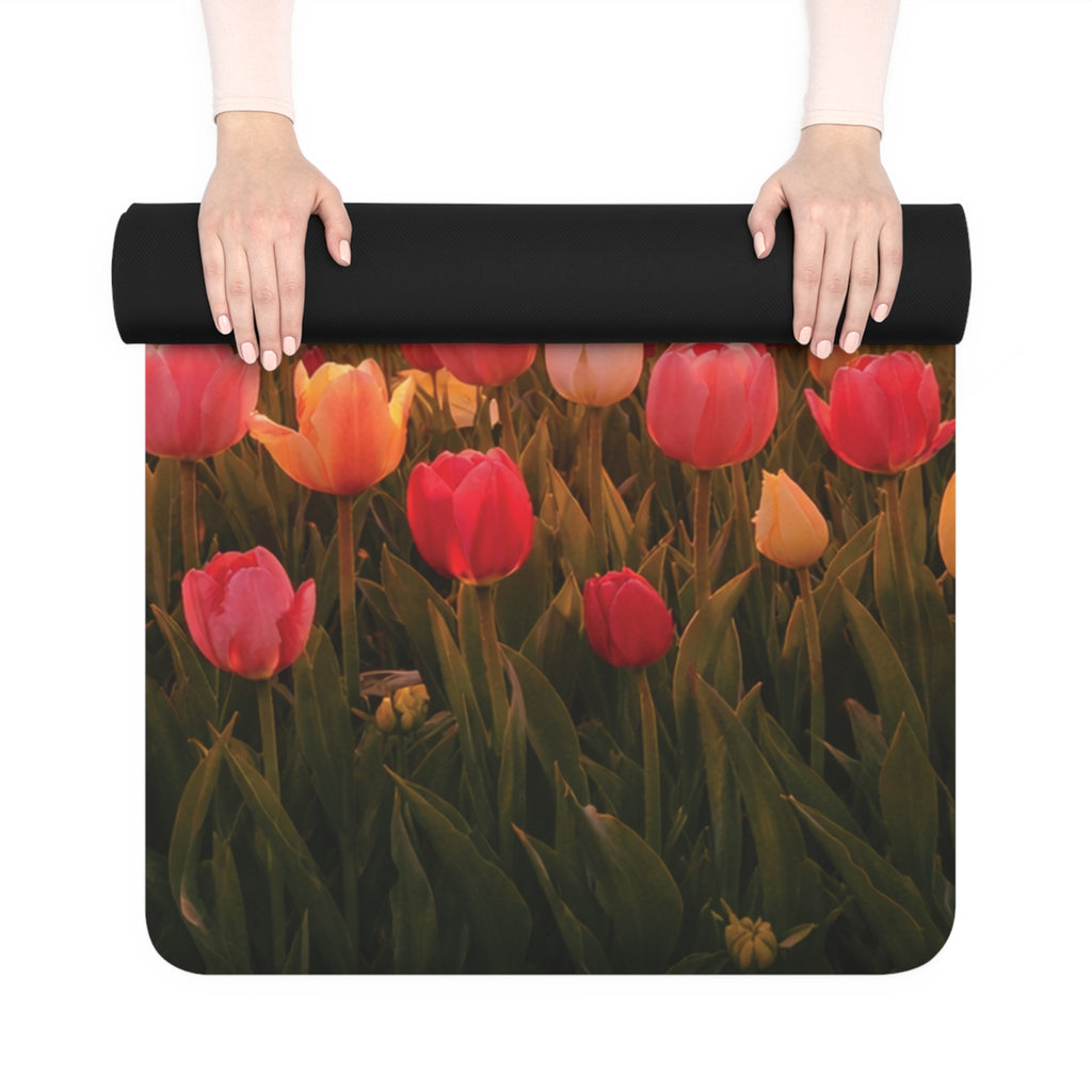 Tulip Field Sunset yoga mat with nature-inspired artwork - product view 4