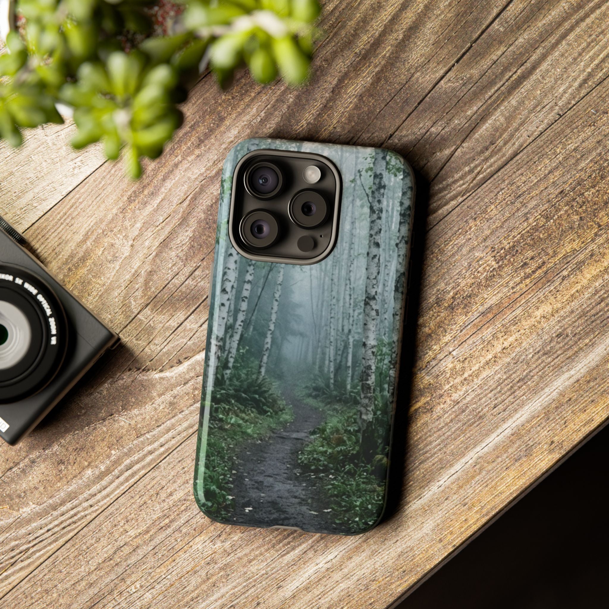 Twilight Birch Tree Path Phone Case