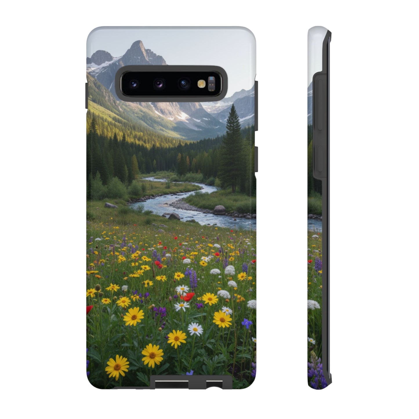 Mountain Meadow Serenity Phone Case - Tough Case with Nature Scenic Design