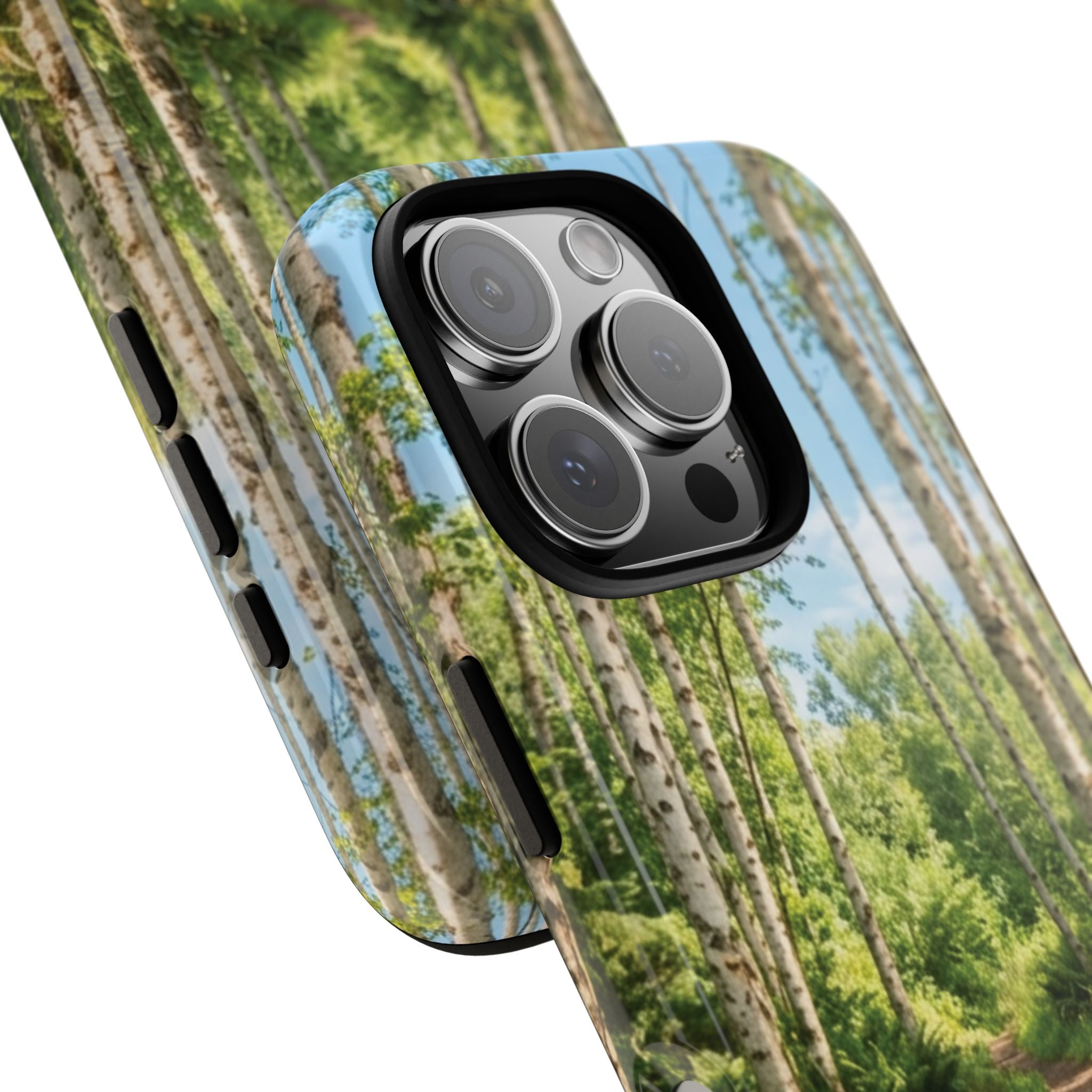 Sunlit Birch Tree Path Phone Case