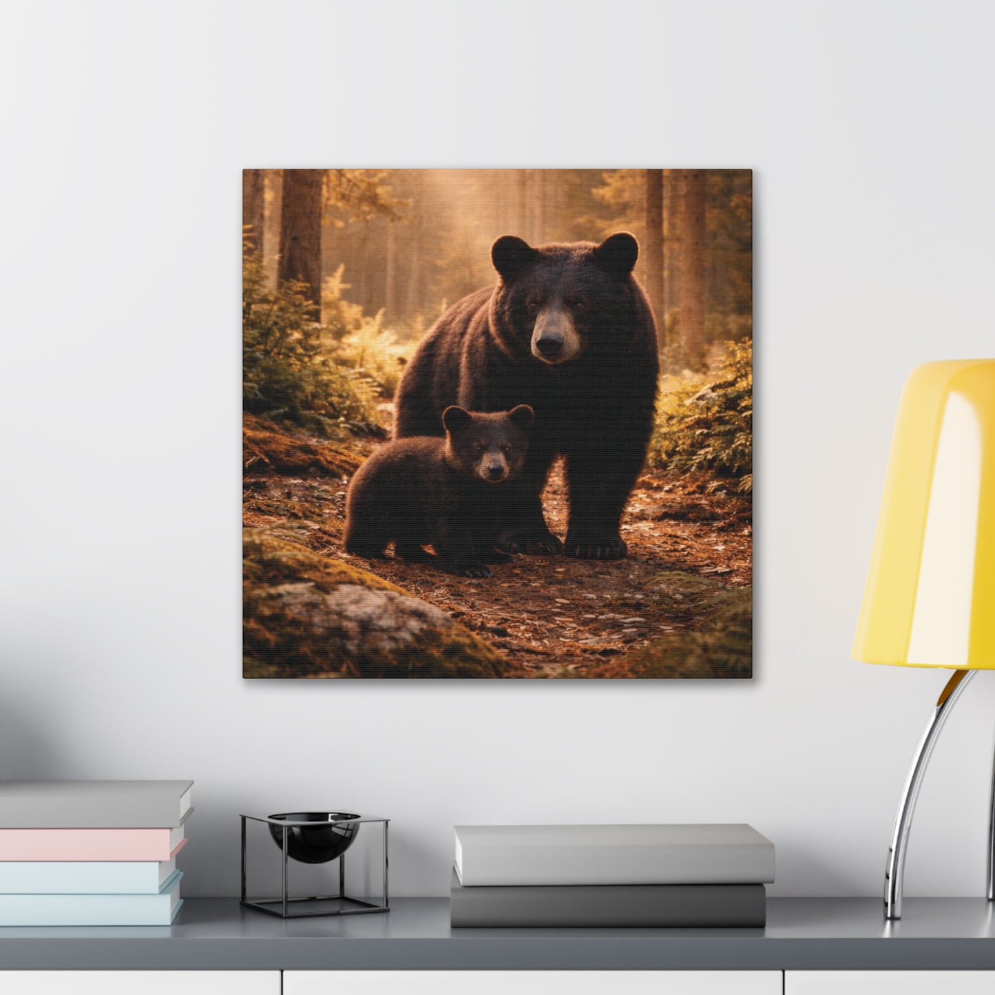 Momma Bear and Cub Wilderness Stretched Canvas