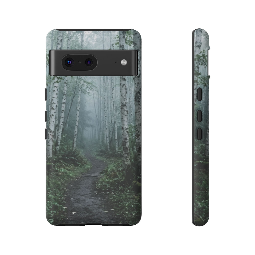 Twilight Birch Tree Path Phone Case