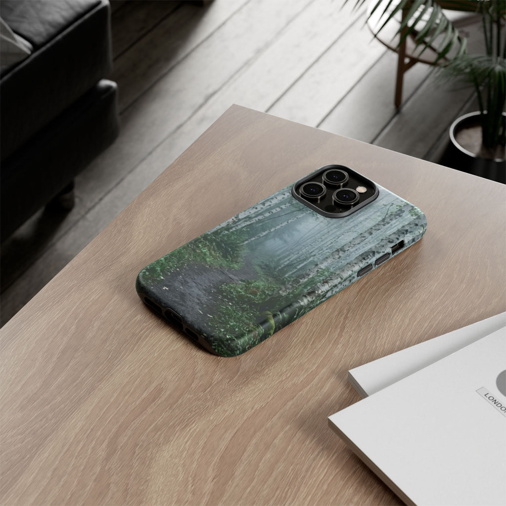 Twilight Birch Tree Path Phone Case