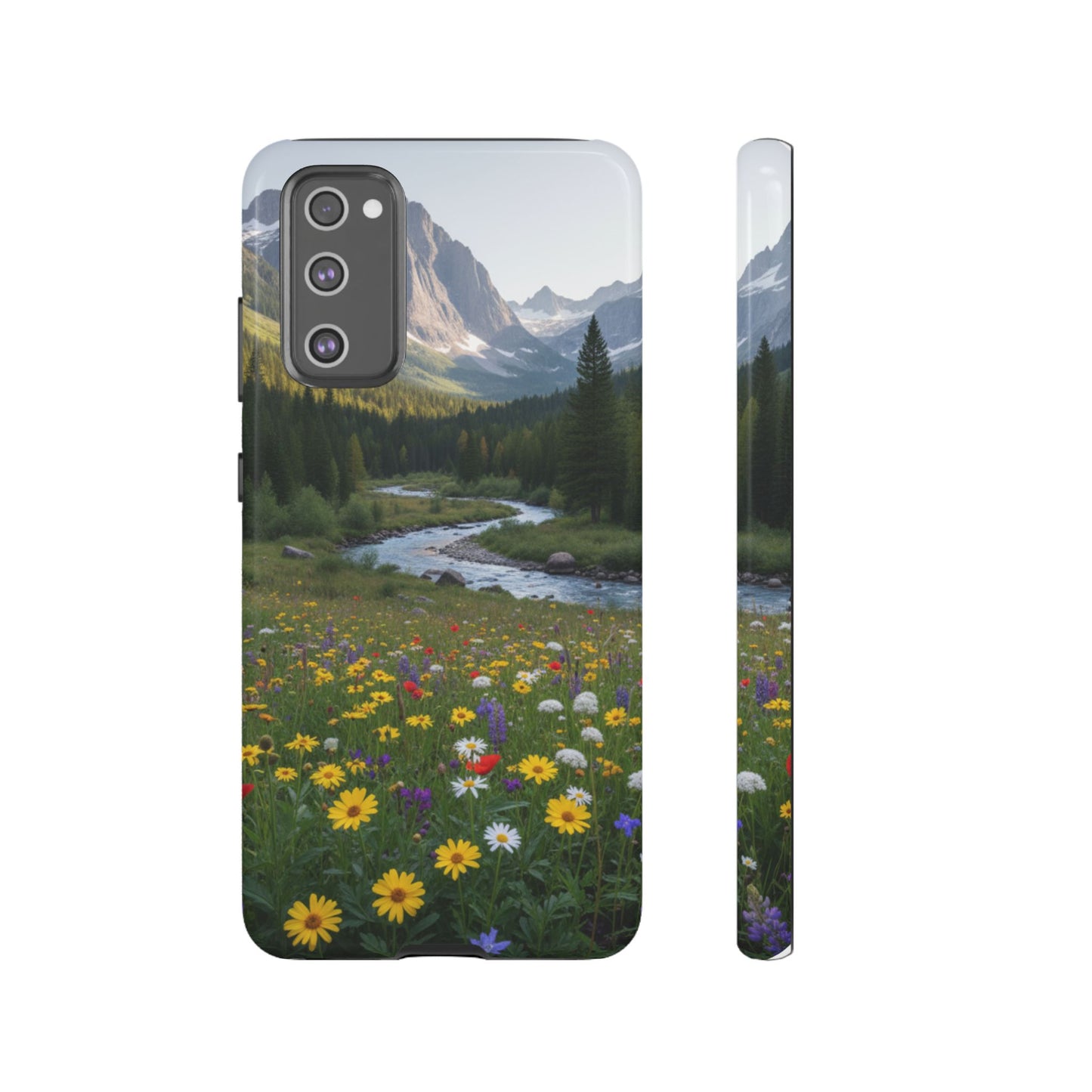 Mountain Meadow Serenity Phone Case - Tough Case with Nature Scenic Design