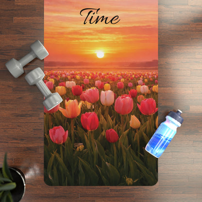 Tulip Field Sunset Rubber Yoga Mat