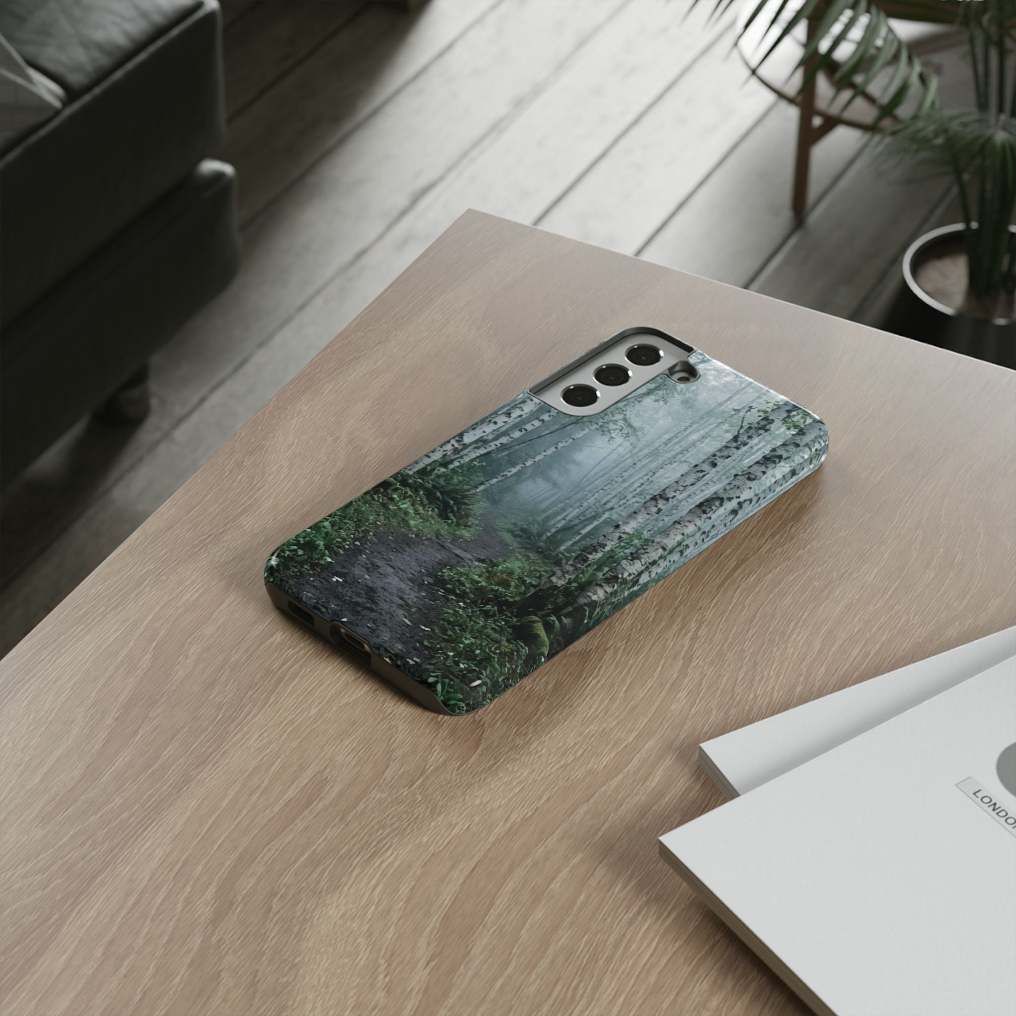 Twilight Birch Tree Path Phone Case