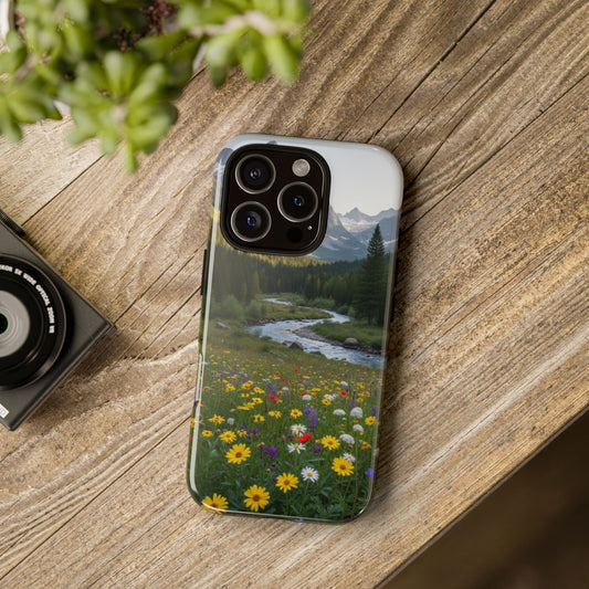 Mountain Meadow Serenity Phone Case - Tough Case with Nature Scenic Design