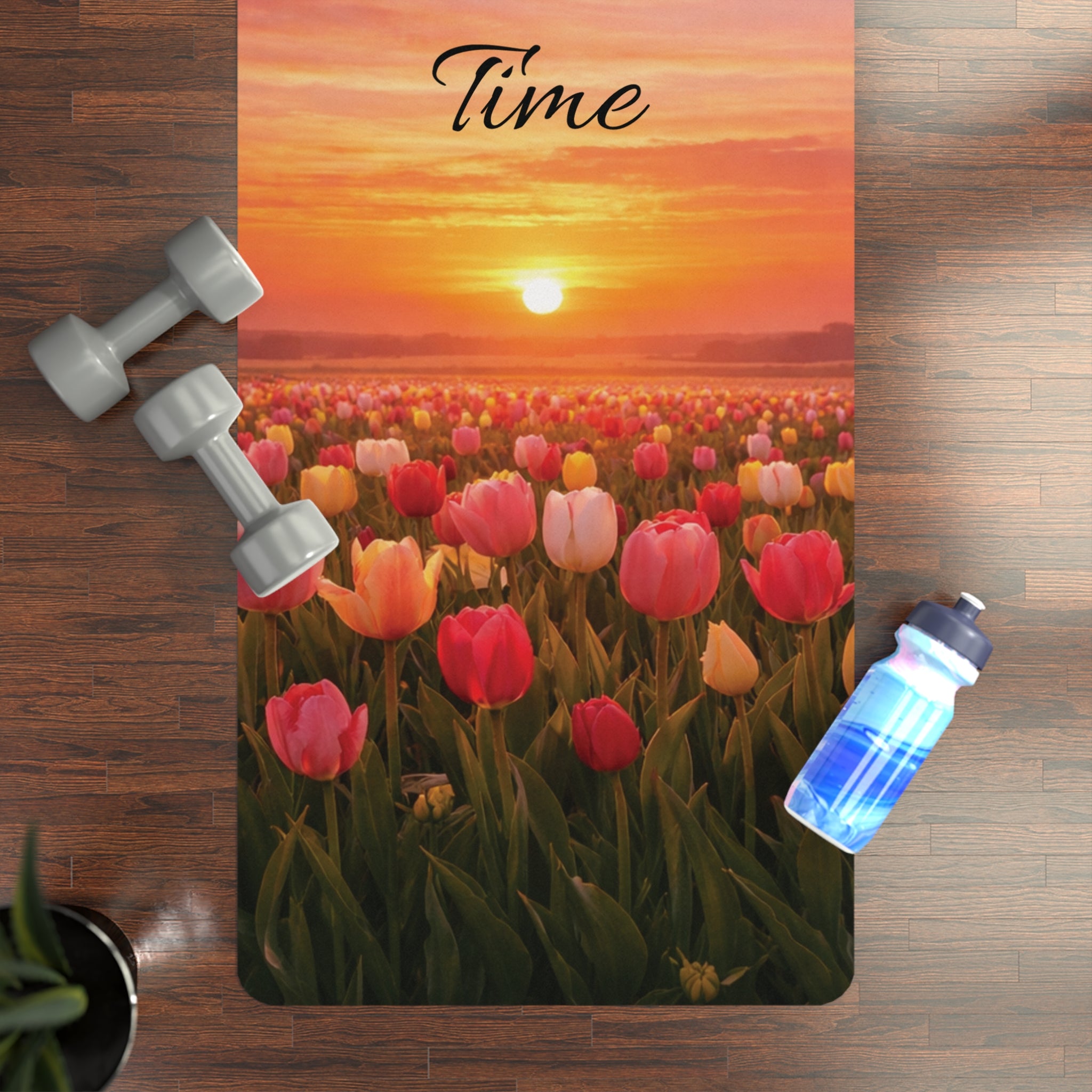 Tulip Field Sunset yoga mat with nature-inspired artwork - product view 5