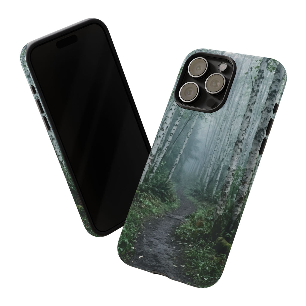 Twilight Birch Tree Path Phone Case