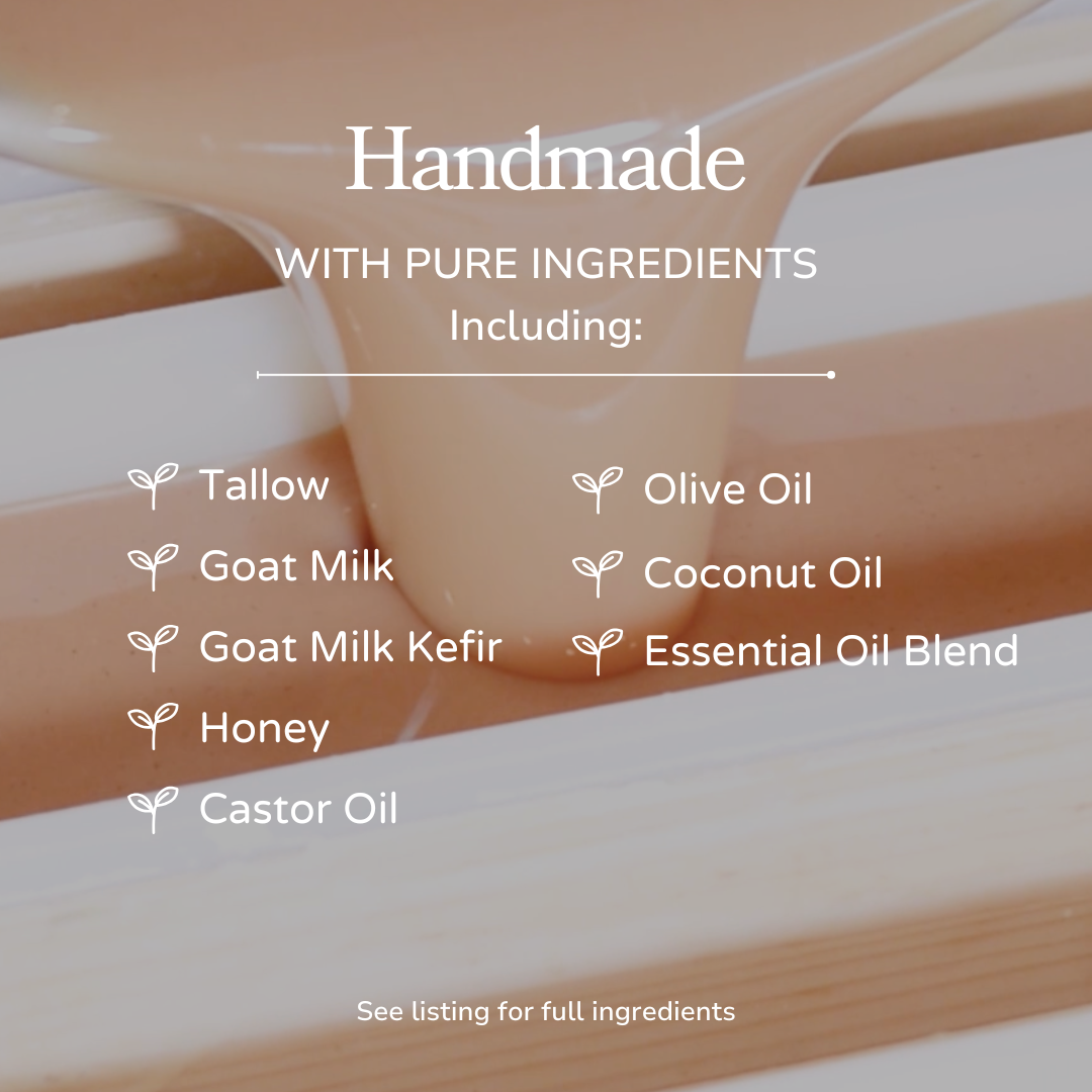 Pink Salt + Grapefruit Cleansing Bar Handmade Tallow and Goat Milk bar soap with nature-inspired artwork - product view 4