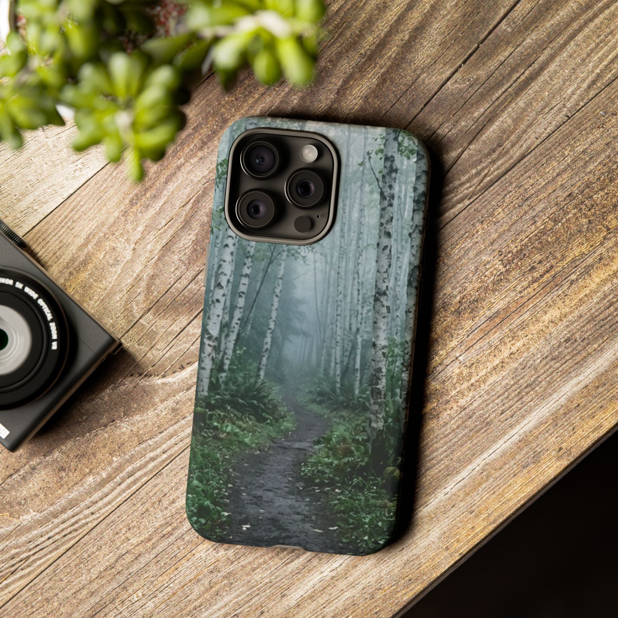 Twilight Birch Tree Path Phone Case