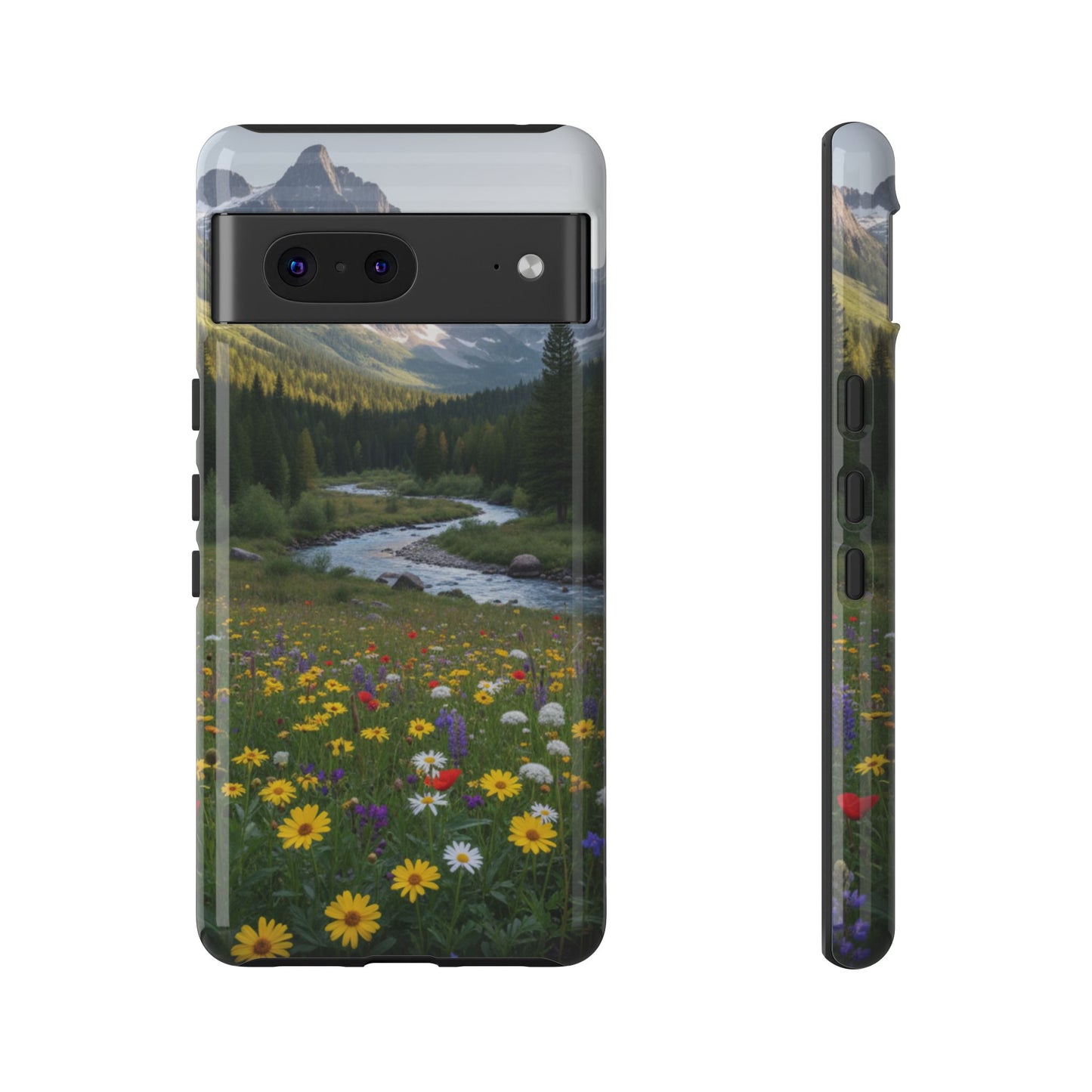 Mountain Meadow Serenity Phone Case - Tough Case with Nature Scenic Design