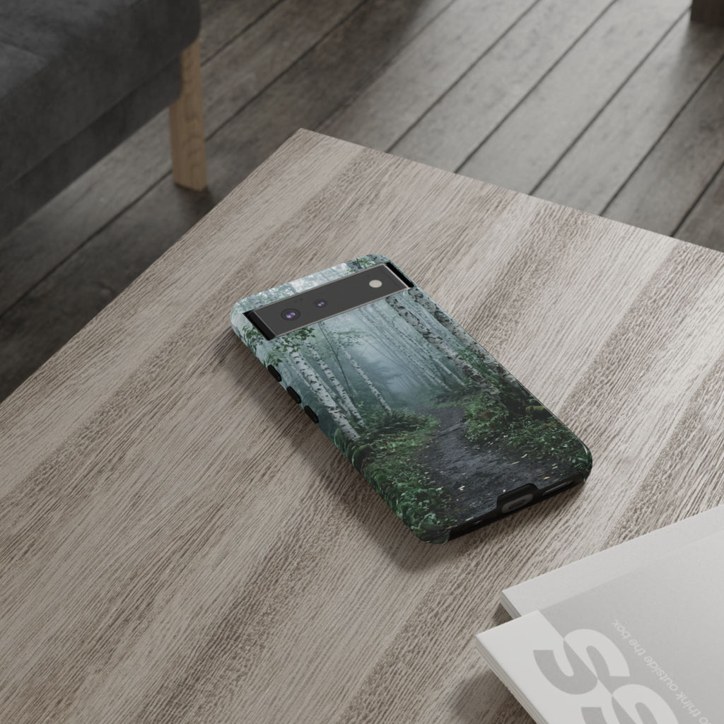 Twilight Birch Tree Path Phone Case