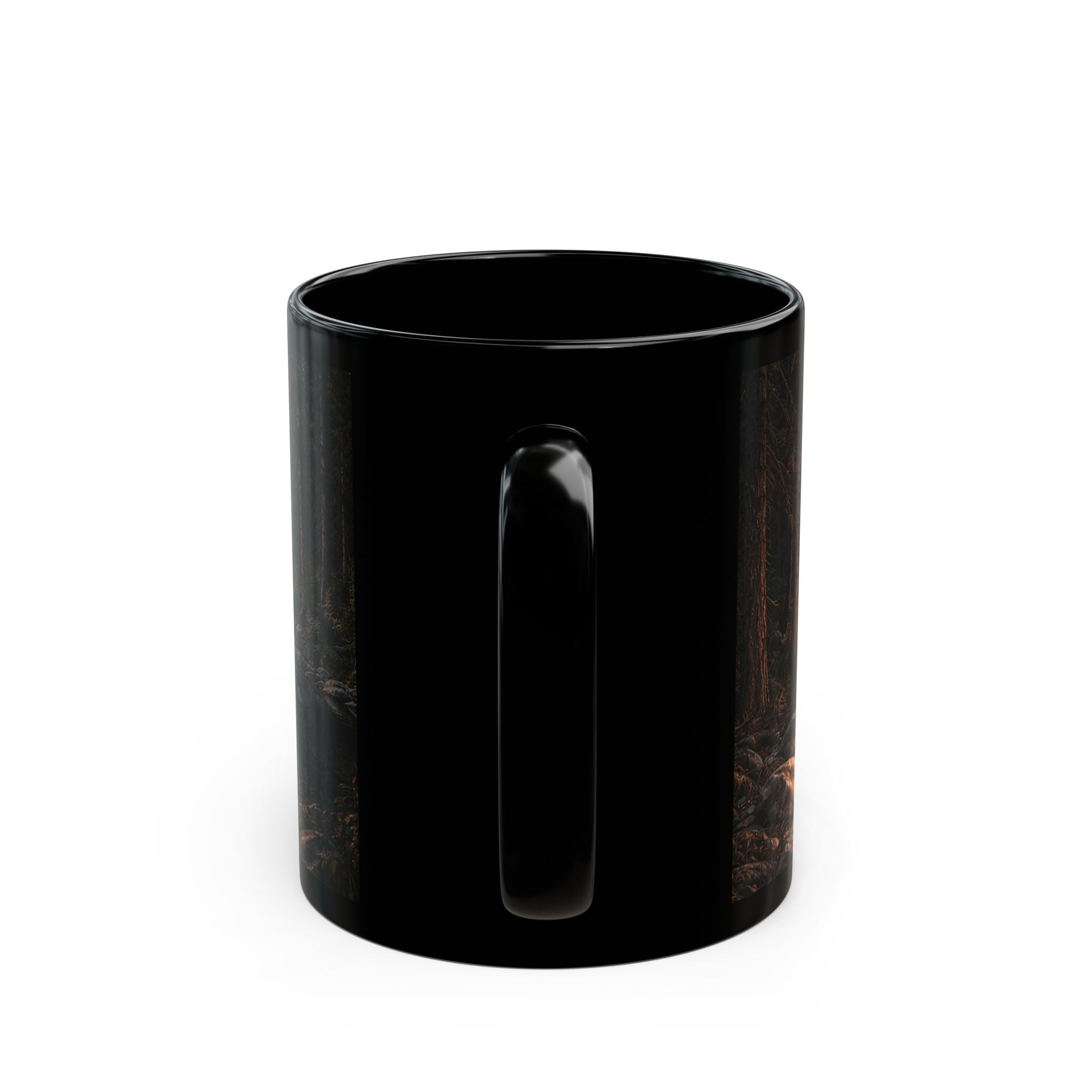 Campfire At Mountain Lake ceramic mug with nature-inspired artwork - product view 6