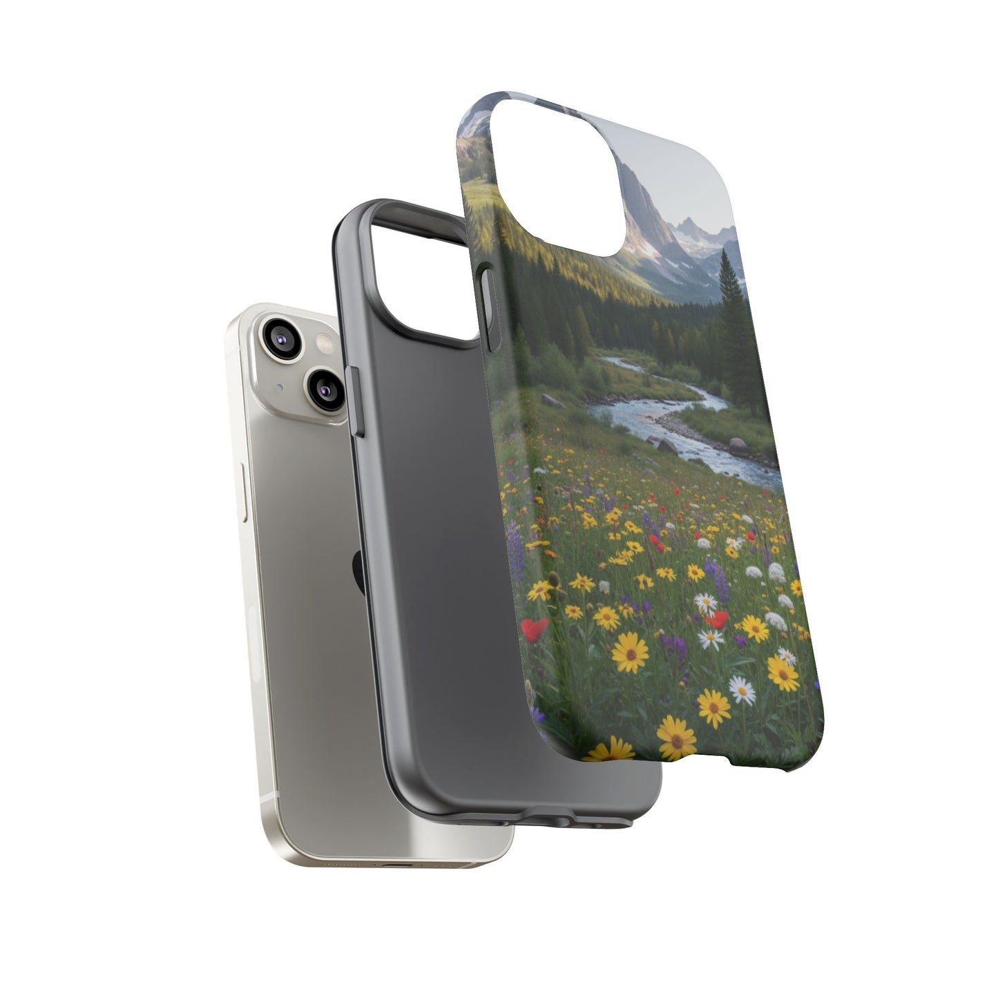 Mountain Meadow Serenity Phone Case - Tough Case with Nature Scenic Design