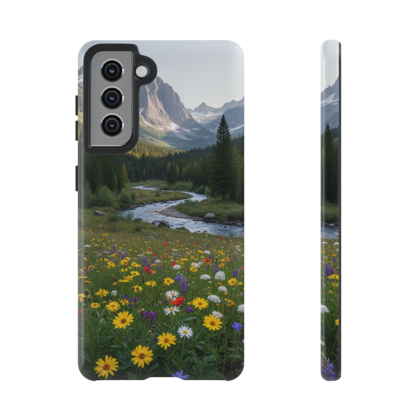 Mountain Meadow Serenity Phone Case - Tough Case with Nature Scenic Design