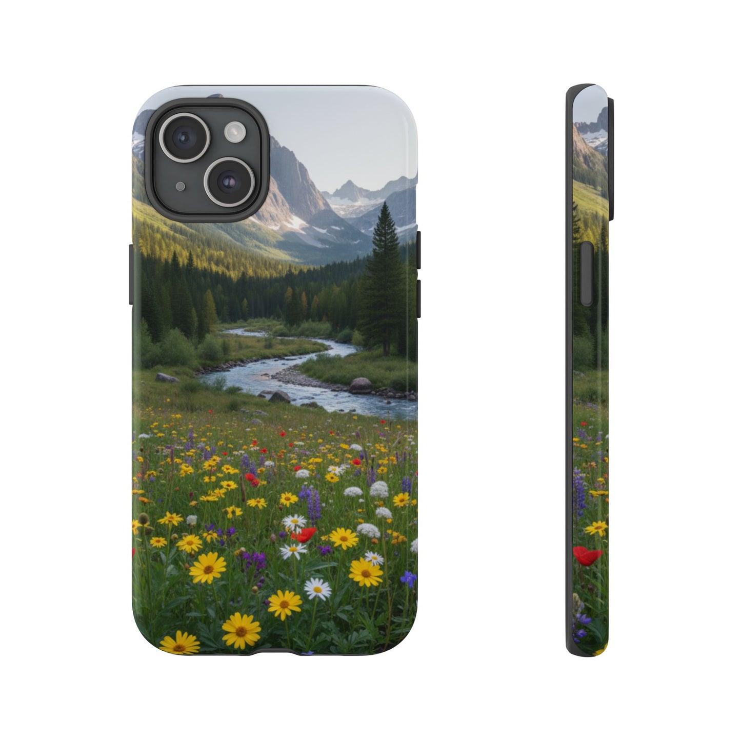Mountain Meadow Serenity Phone Case - Tough Case with Nature Scenic Design