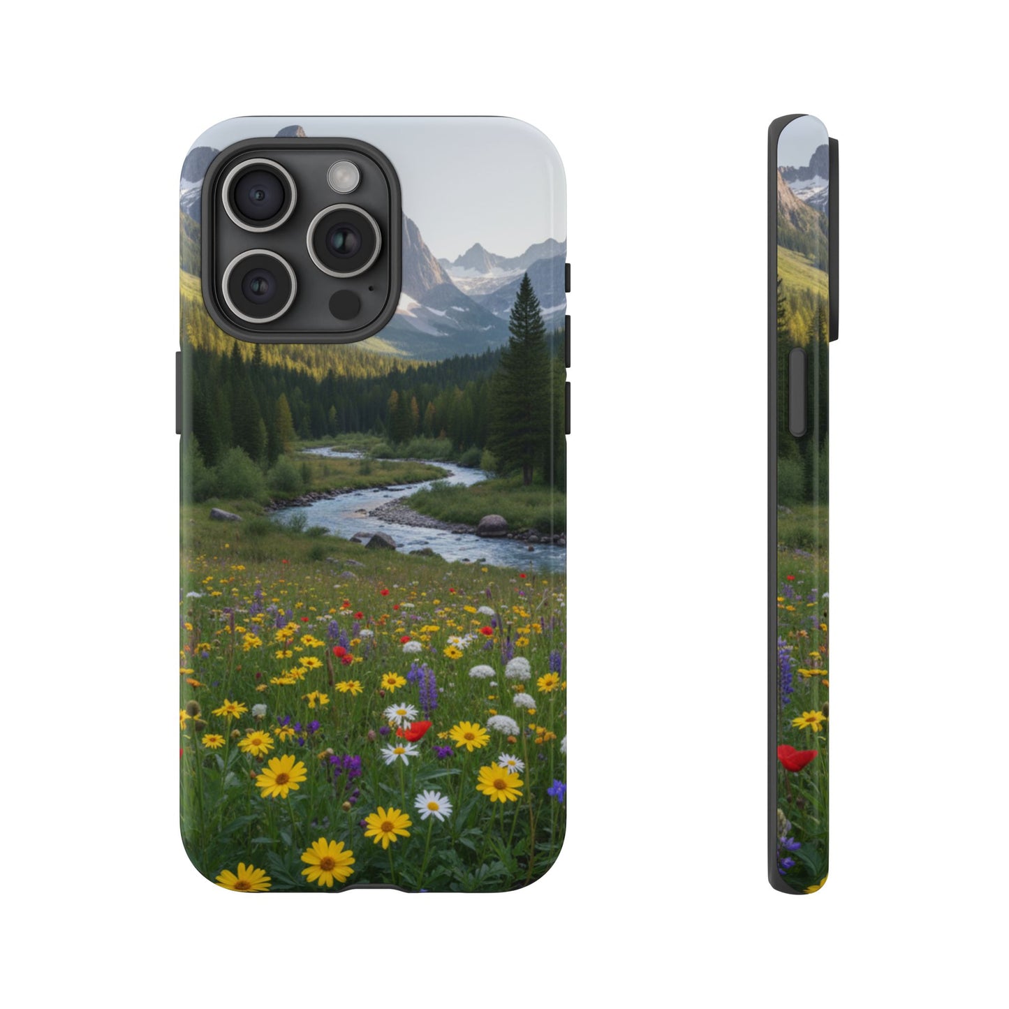 Mountain Meadow Serenity Phone Case - Tough Case with Nature Scenic Design