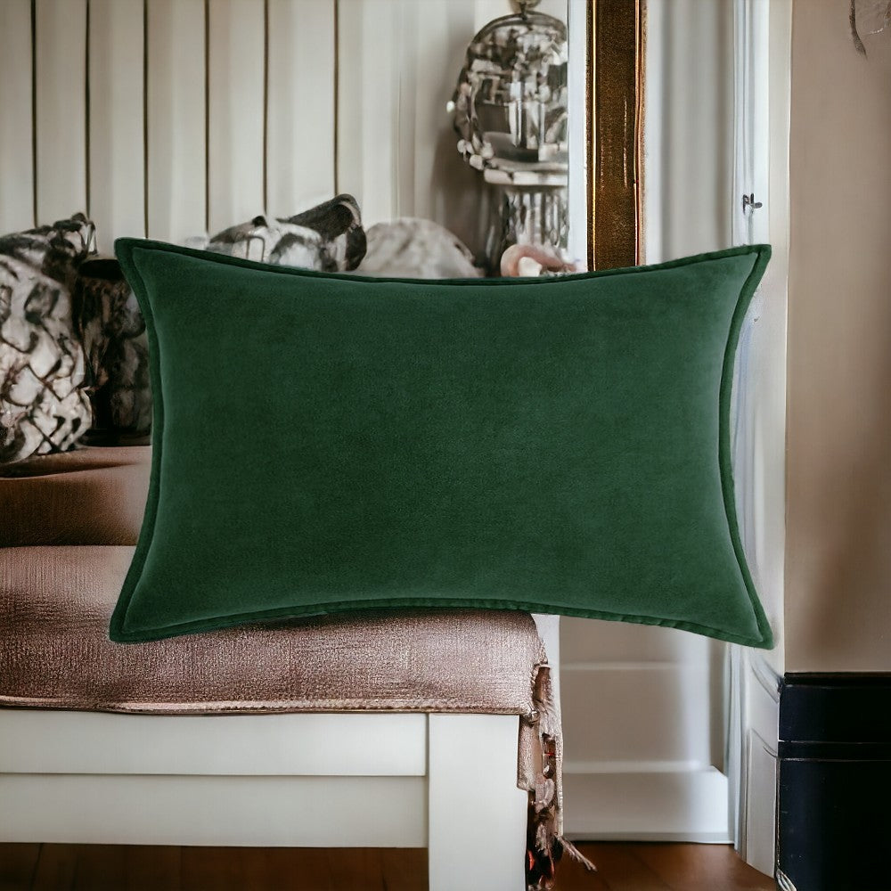 Luxe Velvet Lumbar Pillow 19 Colors Classic Flange Edge Elegant Solid pillow cover with nature-inspired artwork