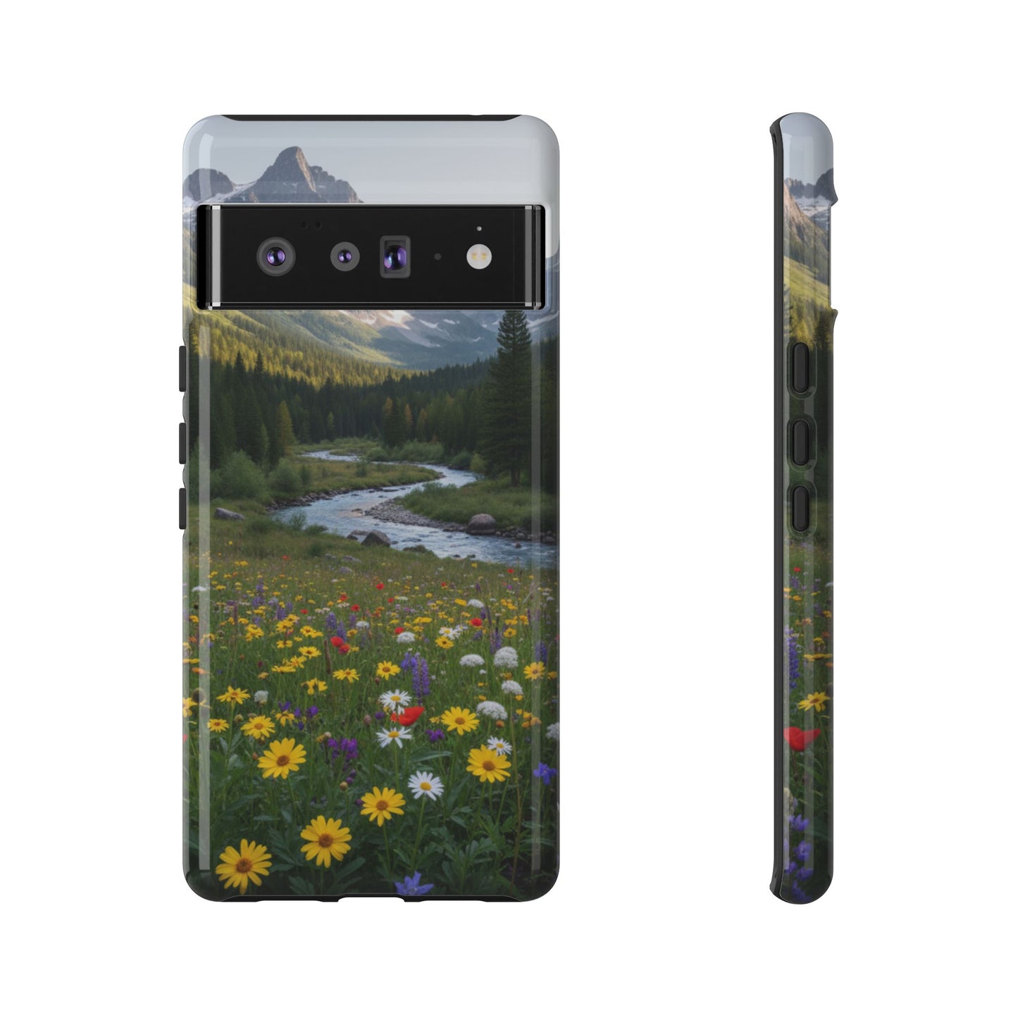 Mountain Meadow Serenity Phone Case - Tough Case with Nature Scenic Design